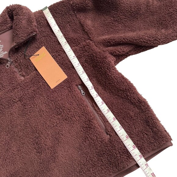 Girlfriend Collective M Half-Zip Recycled Polyester Sherpa Jacket In Cocoa new - Picture 7 of 12